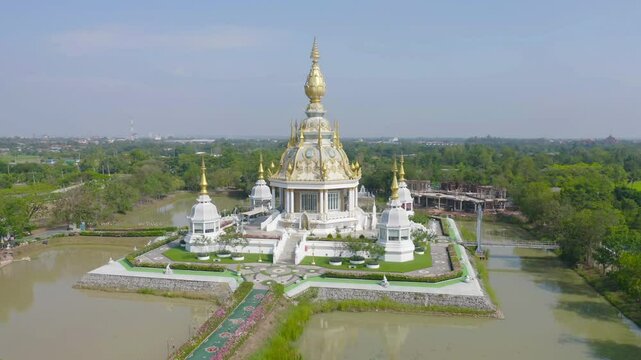 Wat Thung Setthi, Khon Kaen, Isan Temple. The pagoda is a buddhist temple in urban city town, Thailand. Thai architecture landscape background. Tourist attraction landmark.