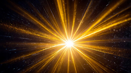 Naklejka premium Glowing abstract golden sun burst with copy space, Yellow sun ray abstract background