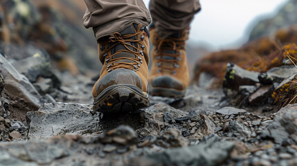 Hiking Boots on Rocky Trail
