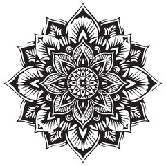 beautiful black and white floral mandala design white background