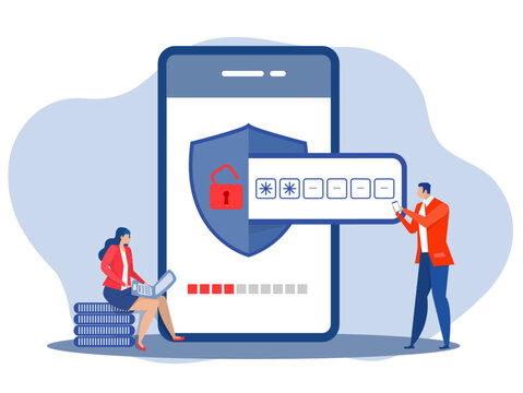 One Time Password or OTP security code on mobile phone,2-Step authentication mobile applications, posters and banners.OTP authentication and Secure Verification concept