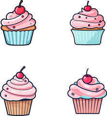 Cupcakes Icon Collection Vector Design Illustration.