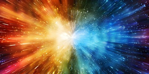 Fototapeta premium Colorful energy bursts representing photons as carriers of electromagnetic force minimalistic design. Concept Photons, Energy Bursts, Electromagnetic Force, Minimalistic Design