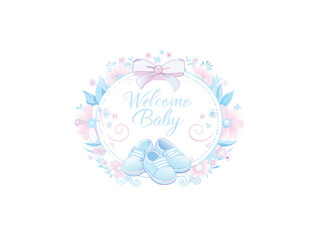 Svg Vintage baby shower Clipart Vector. welcome baby and baby shower card design, banner design,  Ribbon elements,  Vintage. Modern simple baby shower and welcome vector collection. Vector illustratio