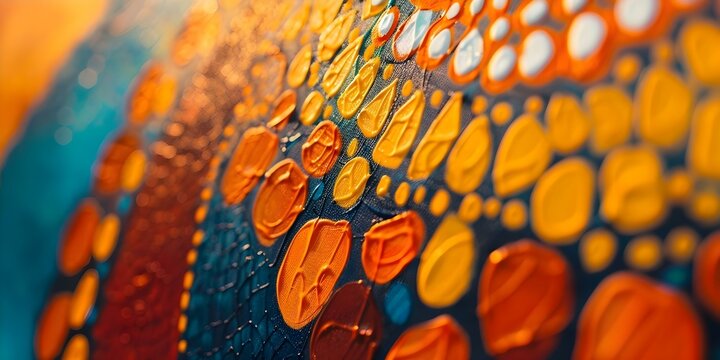 Vivid portrayal of sacred Dreamtime paintings by indigenous Australians in earthy tones. Concept Dreamtime paintings, Indigenous culture, Earthy tones, Sacred art, Australian heritage