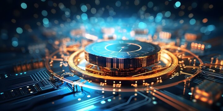 Quantum computing advances solving complex problems with unprecedented speed and efficiency. Concept Quantum Computing, Complex Problems, Speed Advancement, Efficiency, Technology Innovations