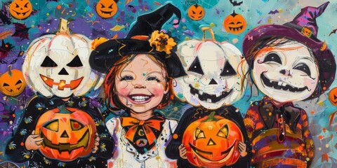Fototapeta premium Halloween Joy Kids' Delightful Expressions