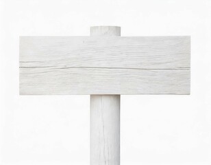 White wooden sign post isolated on transparent or white background