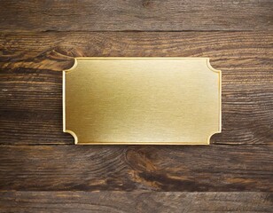 Wooden board with gold plate isolated on white background. plaque with gold overlay for text