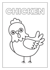 chicken sketch for coloring book vector