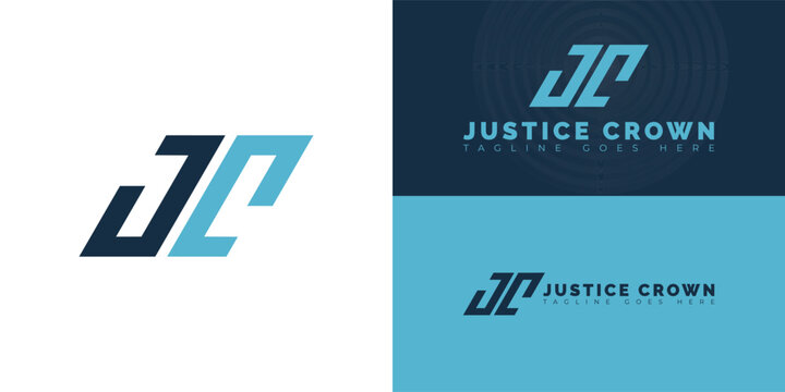 Abstract initial letters JC or CJ logo in blue color isolated on multiple background colors. The logo is suitable for personal brand logo vector design illustration inspiration templates.
