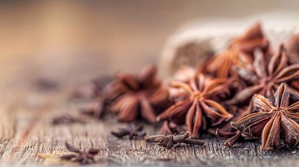 Star Anise Close-Up on Wooden Surface