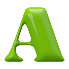 Green Bubble 3D Font Letter A uppercase
