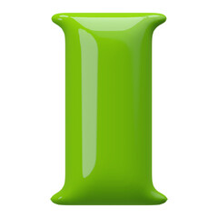 Green Bubble 3D Font Letter I uppercase