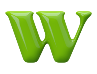 Green Bubble 3D Font Letter W uppercase