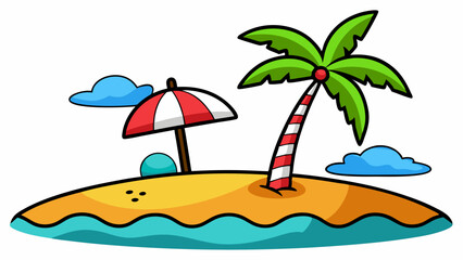 Obraz premium vector beach cartoon illustration and svg
