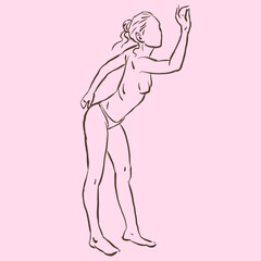figure of a woman posing vector for card decoration illustration