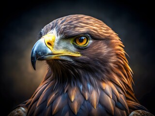 Fototapeta premium A Majestic Close Up Portrait Of A Golden Eagle With A Dark Background.