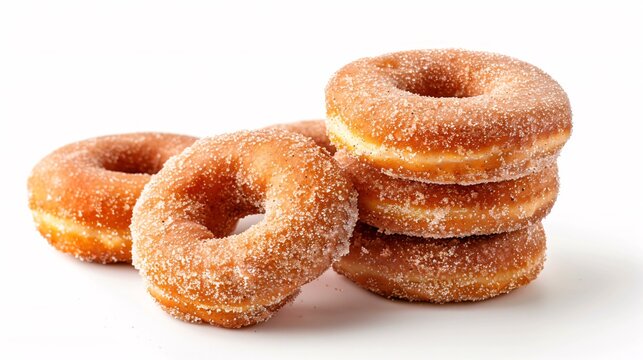 A pile of iced cinnamon pastries on a plain backdrop with path cutout.