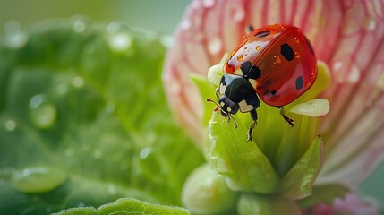 Fototapeta premium Ladybug on nicotiana flower