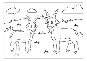 goat sketch for coloring book vector