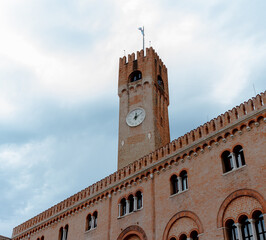 Watch tower in Piazza dei Signori. Palazzo dei Trecento. Treviso,