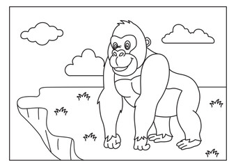 gorilla sketch for coloring book vector © Riana Cableme