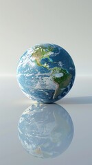 A round blue and white globe with a green stripe on it