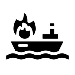 Obraz premium Ship on Fire Icon