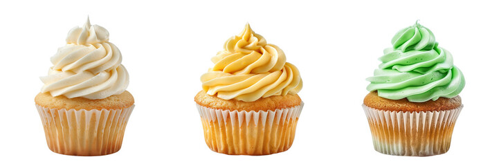 Set of Cupcake with cream isolated on a transparent background