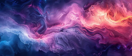 Obraz premium Fluid, marbled swirls in vibrant hues of blue, purple, and pink