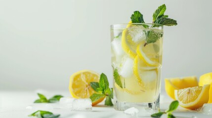 Fototapeta premium Refreshing Summer Lemonade with Lemon and Mint
