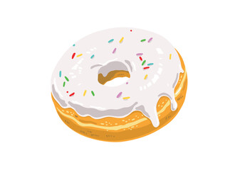 チョコスプレーをかけたアイシングドーナツ