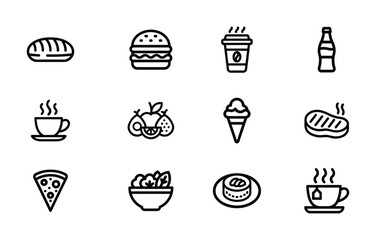 Minimalist Food and Drink Line Icons Set