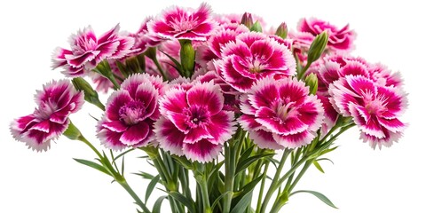 Obraz premium A Beautiful Bouquet Of Pink And White Carnations Isolated On A White Background.