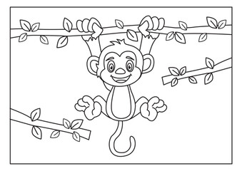 monkey sketch for coloring book vector