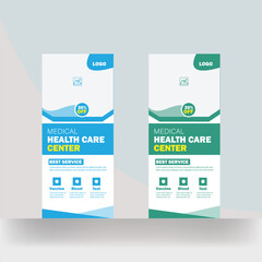 Medical healthcare roll up promotion rack card banner design template