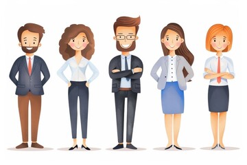 Fototapeta premium a group of businesspeople clipart, economic element, watercolor illustration, pastel, isolated on white background