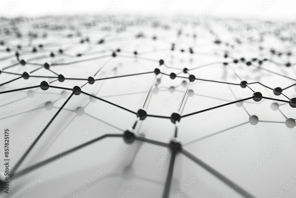 Wall mural abstract geometric network illustrating futuristic data stream or neural network