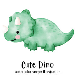Cute Dino, Dinosaur, watercolor, illustration, vector