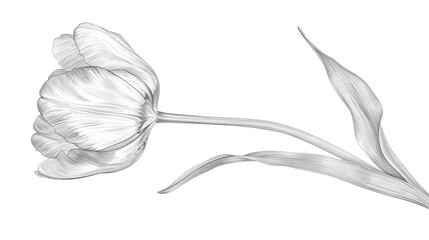 Pencil sketch of tulip flower isolated on white background