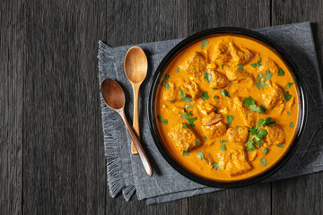 indian spiced fish curry, salmon masala, top view