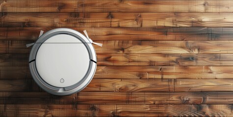 Robot Vacuum Cleaner on Wooden Floor