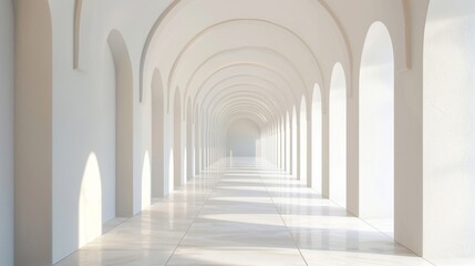 Abstract Background of Infinite Corridor with Light White Color