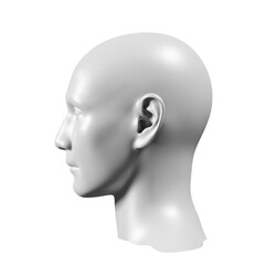 Side view of head, black and white, 3d trendy collage in magazine style. Modern contemporary art, 3D render
