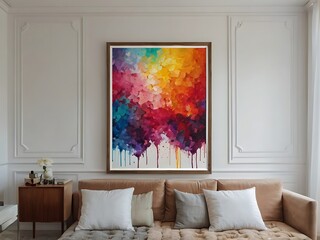 Fototapeta premium colorful paintaing hanged in living room