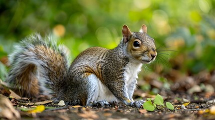 Obraz premium Close up of a cute and curious grey squirrel. 