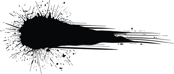 Naklejka premium Grunge ink splatter. Splash of paint, spray drop staining and frame with wet paint drop traces vector. Illustration splash and drip design, silhouette blob spray