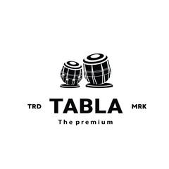 Illustration of a logo of a traditional Indian musical instrument, a tabla silhouette suitable for music stores and communities.