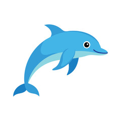 Dolphin Animal isolated flat vector illustration on white background